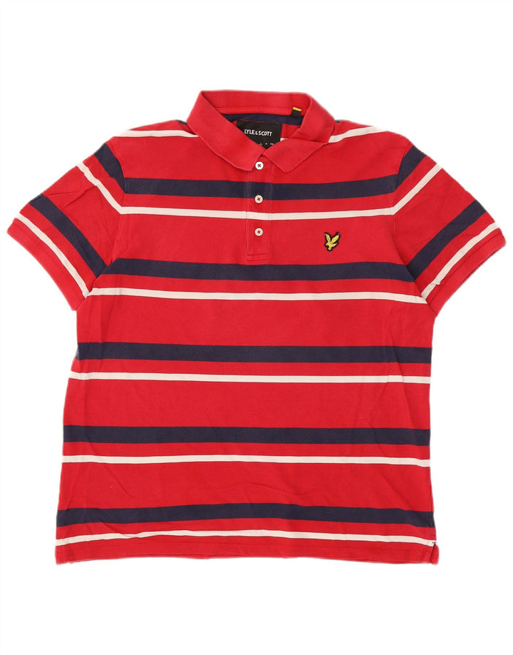 Polo da uomo Lyle & Scott grande in cotone a righe rosse