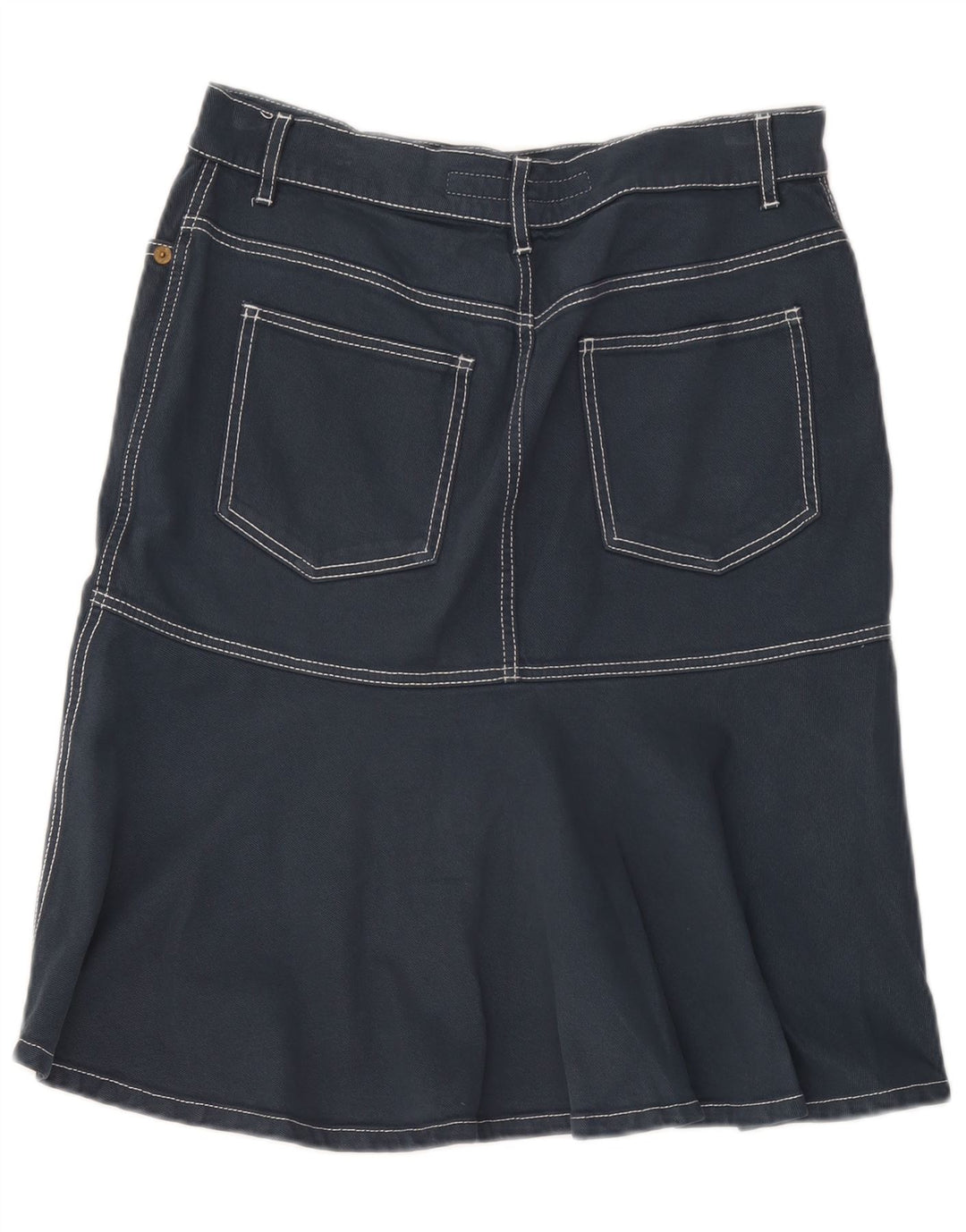 Gonna a trapezio in denim da donna Escada IT 40 piccola W32 cotone blu navy