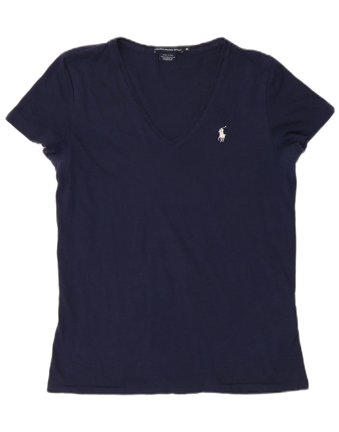 RALPH LAUREN T-shirt da donna Top UK 12 Medio Blu Navy Cotone