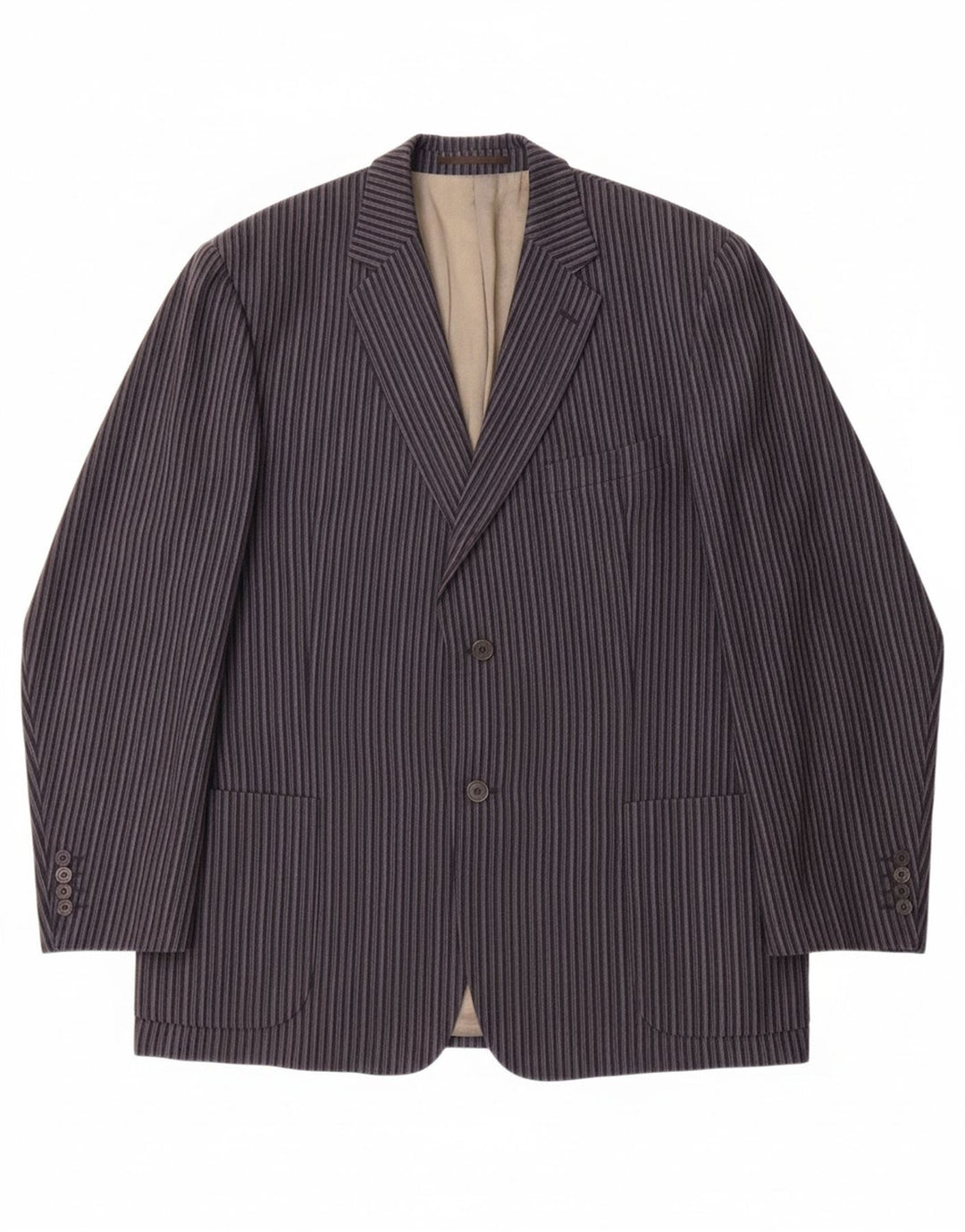DOUGLAS Mens 2 Button Blazer Jacket UK 44 2XL Navy Blue Striped Linen