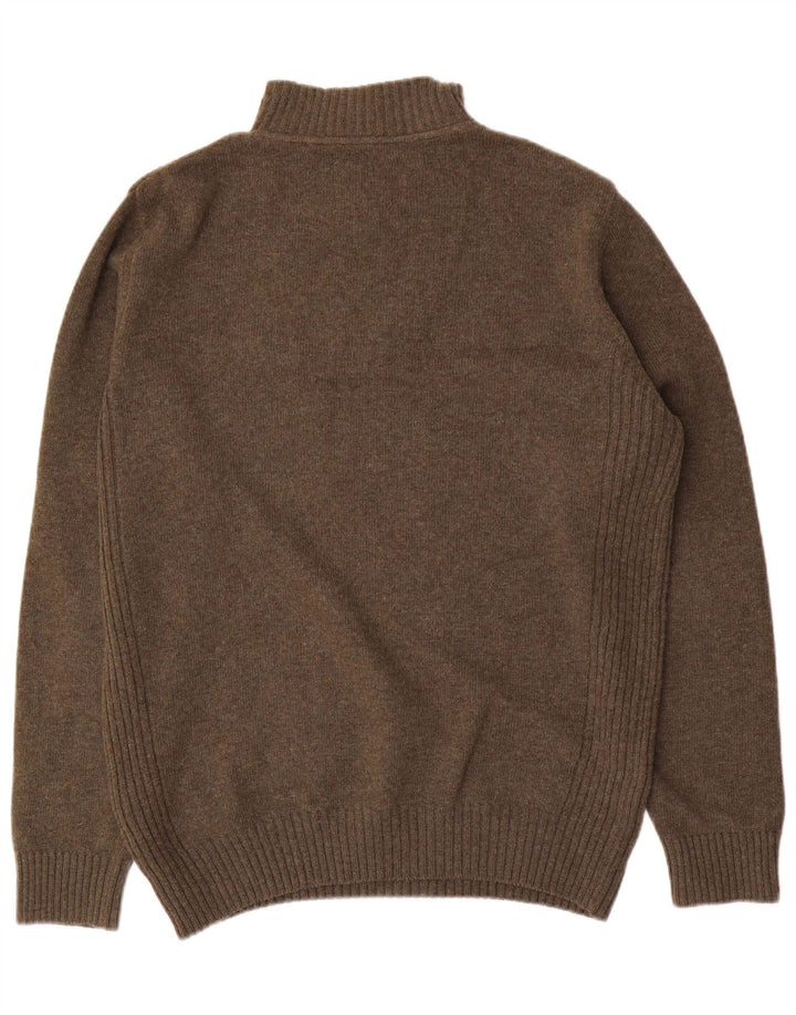 Barbour Uomo Maglione con zip sul collo Maglione grande in lana kaki