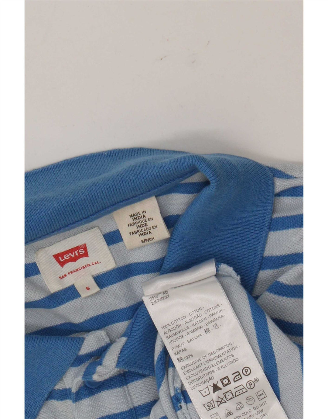 Polo Levi's Uomo Piccola in cotone a righe blu