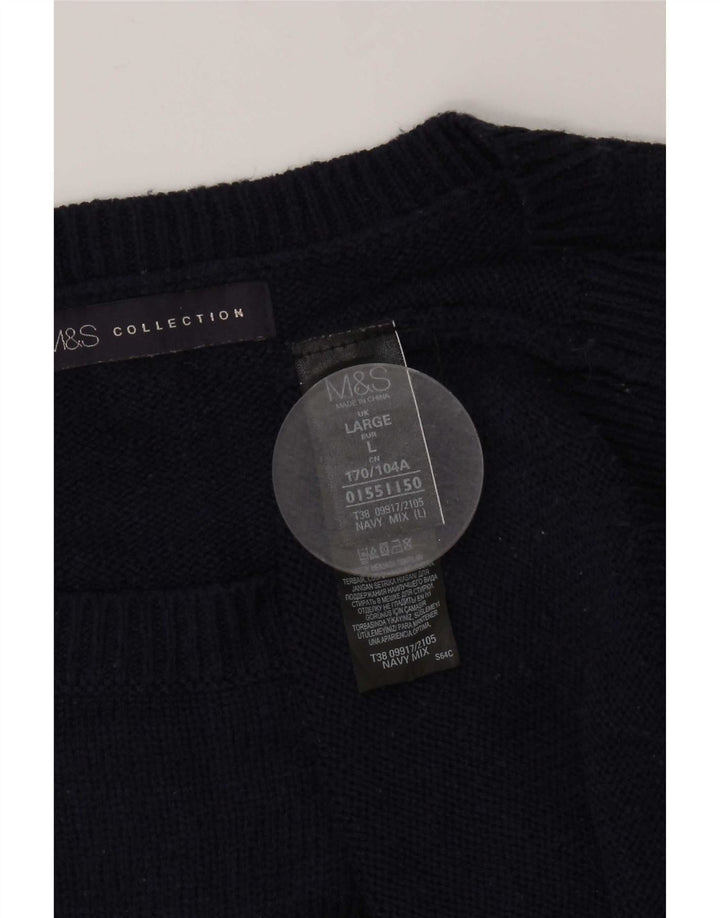 Maglione maglione girocollo da donna Marks & Spencer UK 16 grande blu navy