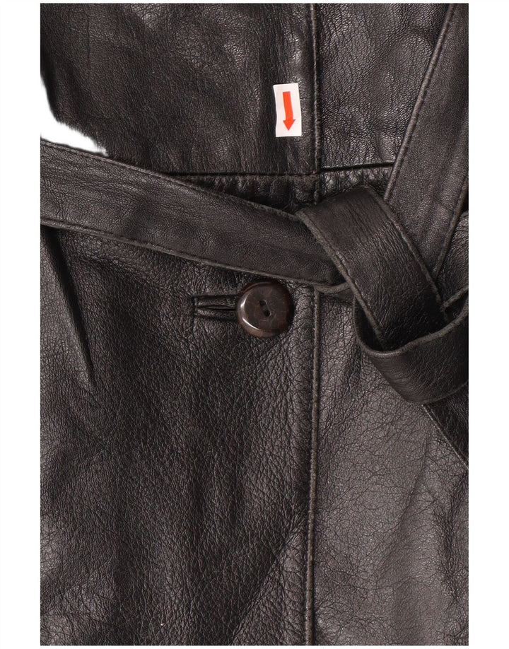 VINTAGE Womens Leather Jacket UK 14 Medium Black Leather