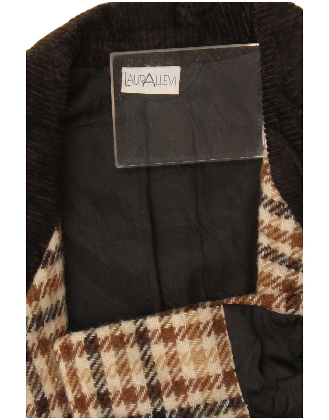 Giacca blazer vintage da donna a 2 bottoni UK 14 pied de poule beige medio