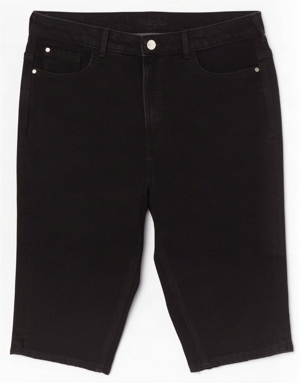 Pantaloncini di jeans Bermuda da donna Marks & Spencer UK 16 Large W32 Cotone nero