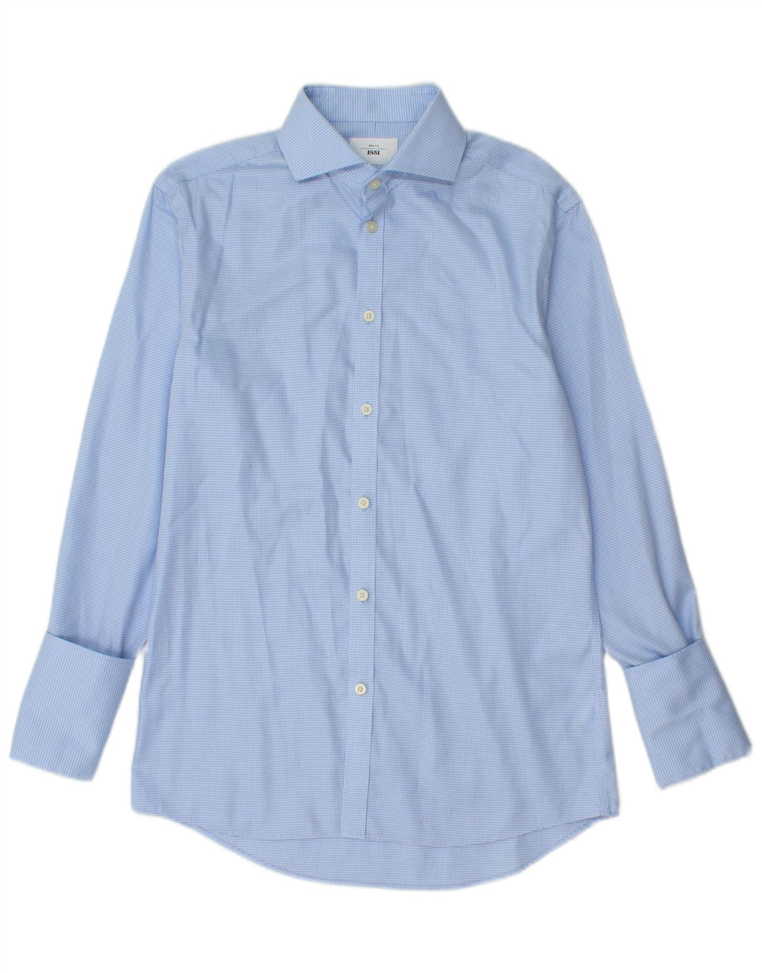 Camicia formale slim fit da uomo Moss 1851 taglia 38 15 pied de poule blu medio