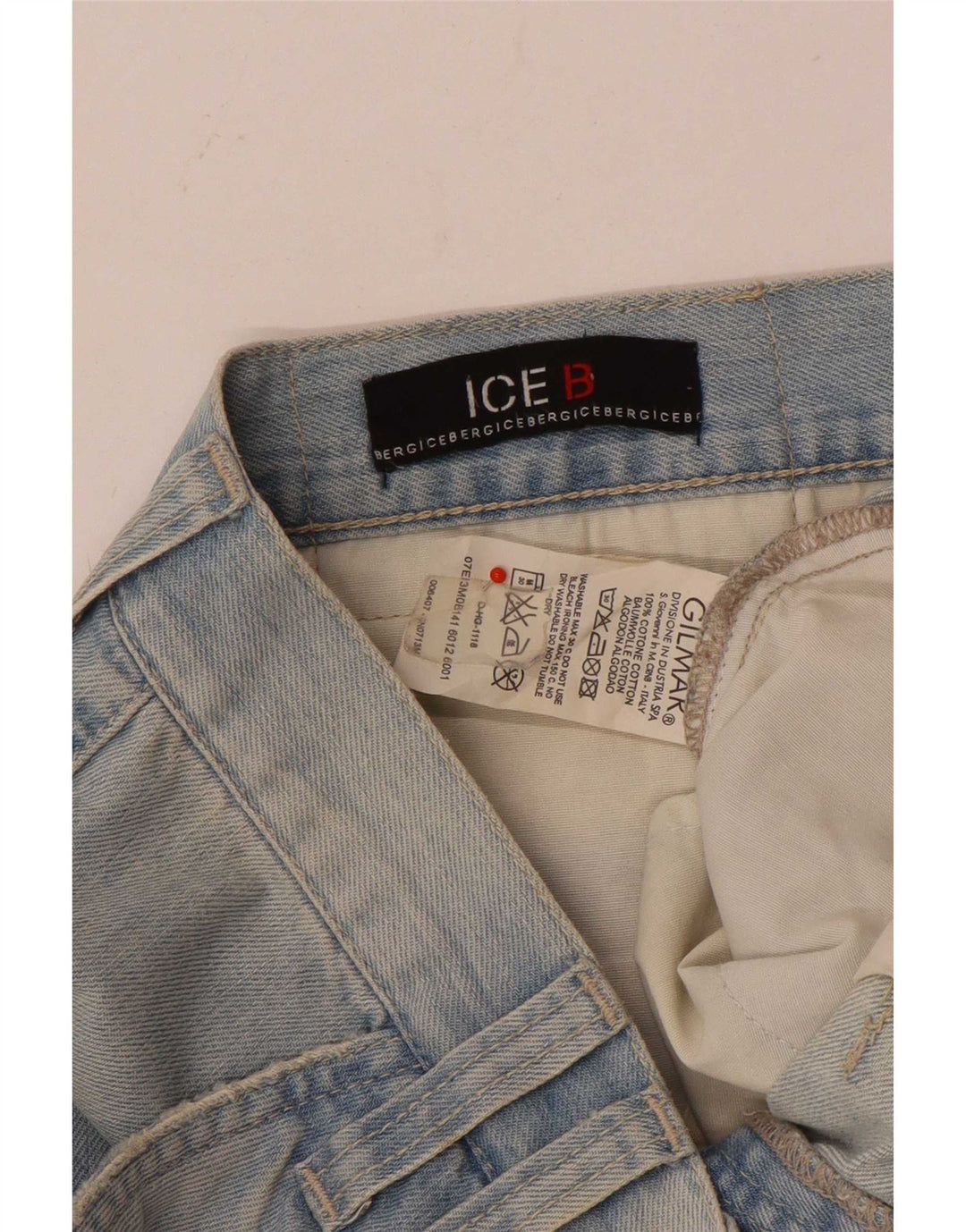 Pantaloncini di jeans cargo da uomo Iceberg W36 di grandi dimensioni in cotone blu