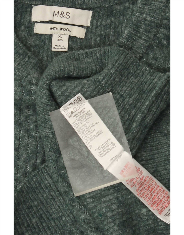 Maglione maglione girocollo da uomo Marks & Spencer XL verde acrilico