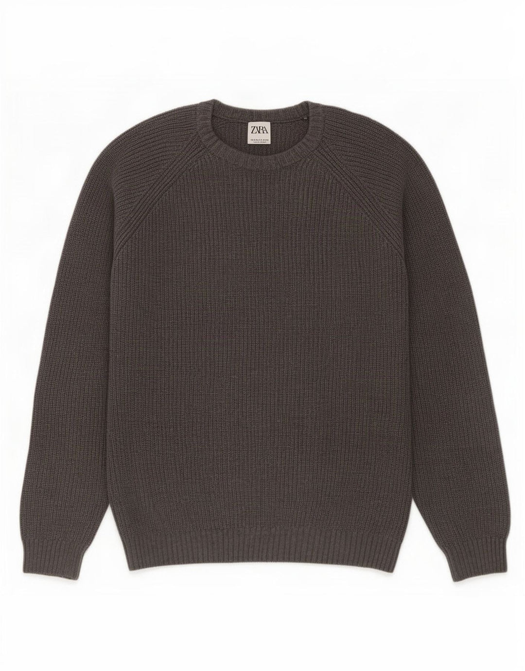 Maglione maglione girocollo da uomo Zara in cotone grigio medio
