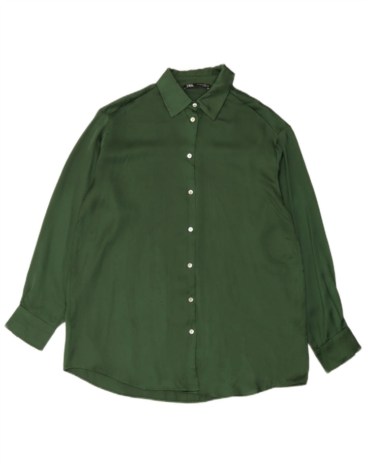 Camicia oversize da donna Zara UK 10 piccola verde poliestere