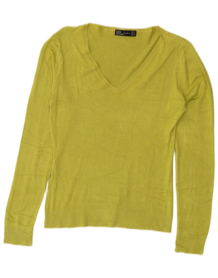 Maglione Zara da donna con scollo a V UK 12 Rayon verde medio