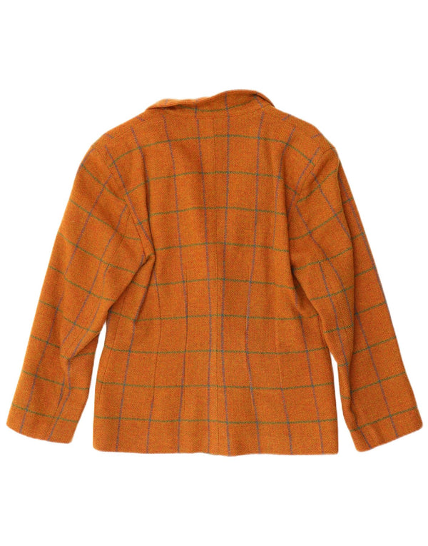 Giacca blazer a 2 bottoni da donna Penny Black UK 14 Lana a quadri arancione medio