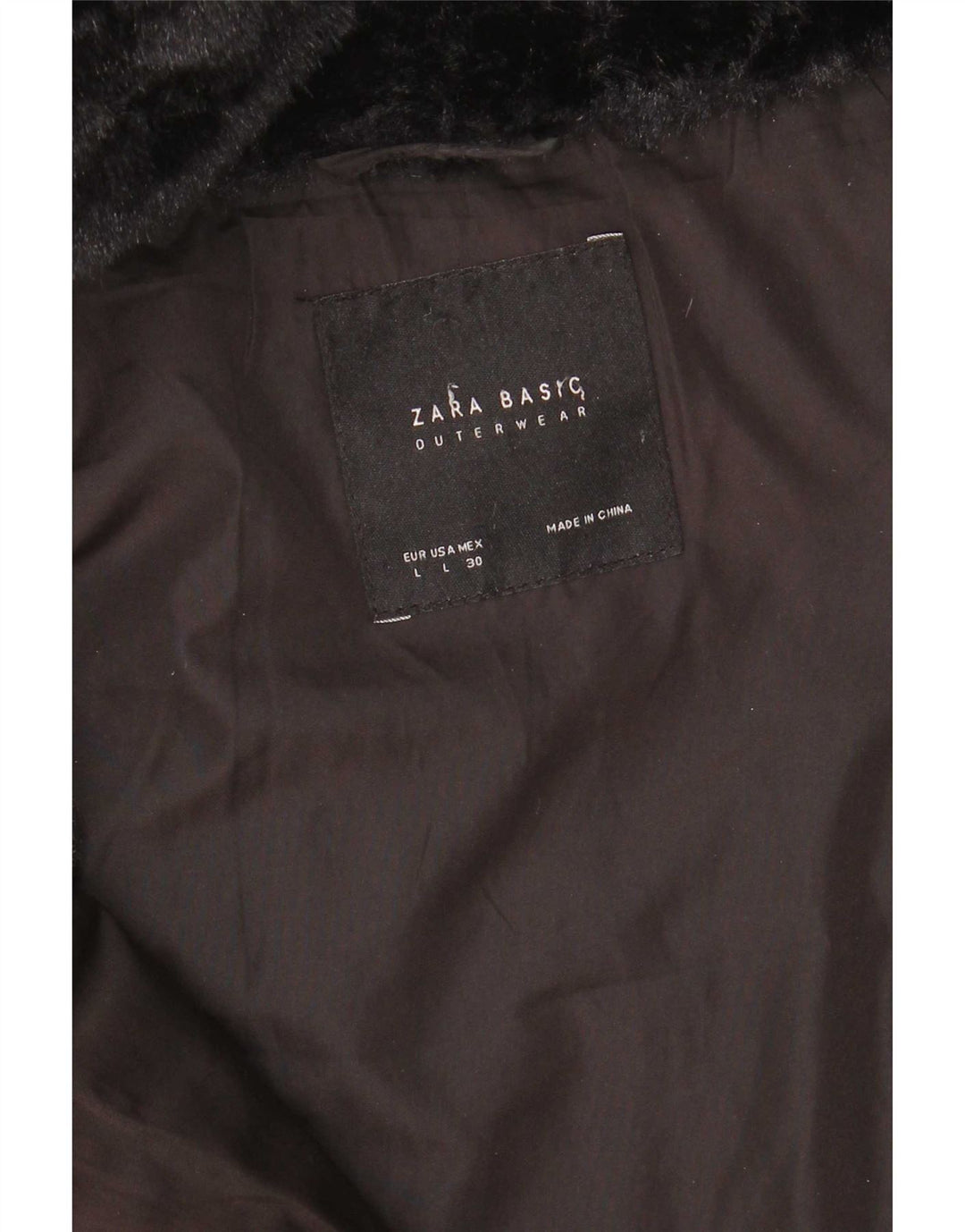 Cappotto imbottito con cappuccio da donna Zara UK 16 grande nero