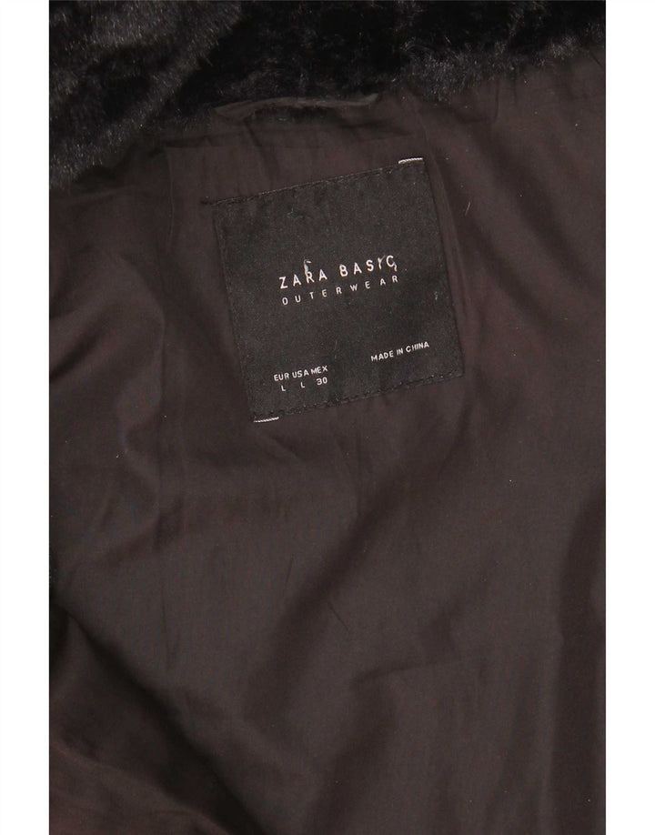 Cappotto imbottito con cappuccio da donna Zara UK 16 grande nero