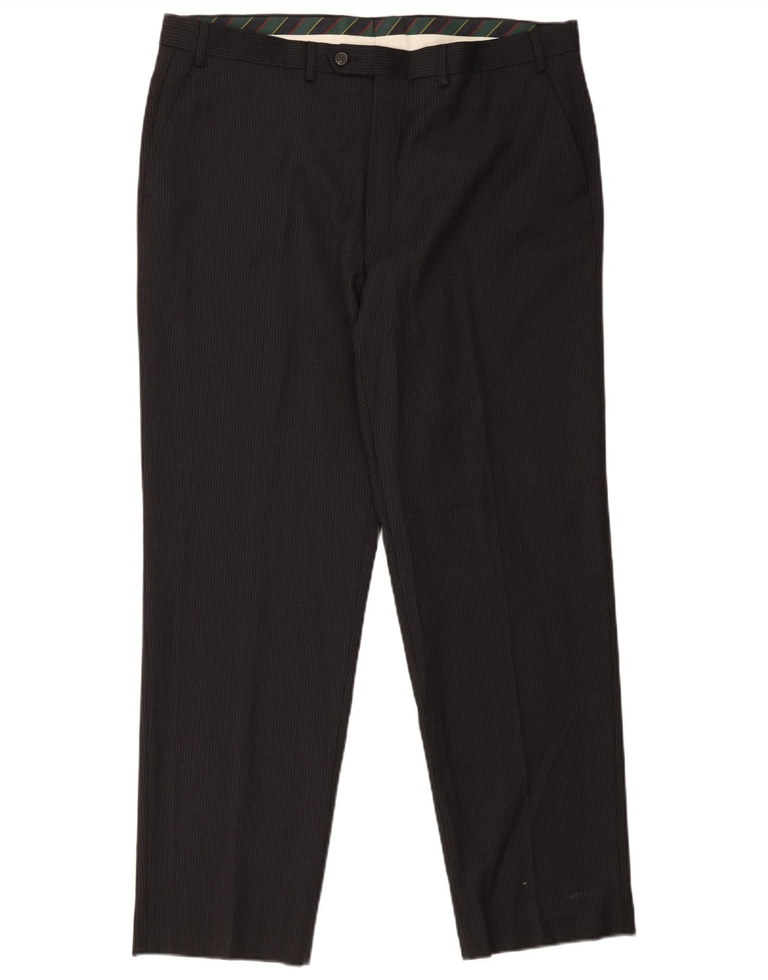 Pantaloni da abito dritti da uomo Chaps W40 L32 Lana gessata nera