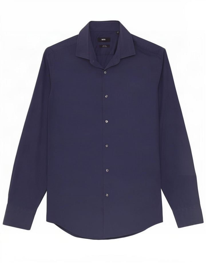 Camicia slim fit da uomo Hugo Boss taglia 40 15 3/4 medio blu navy