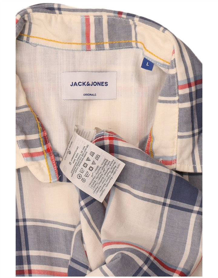 Jack & Jones Camicia a maniche corte da uomo in cotone a quadri blu grandi