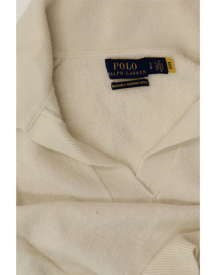 POLO RALPH LAUREN Maglione da donna con collo alto UK 10 piccolo bianco sporco