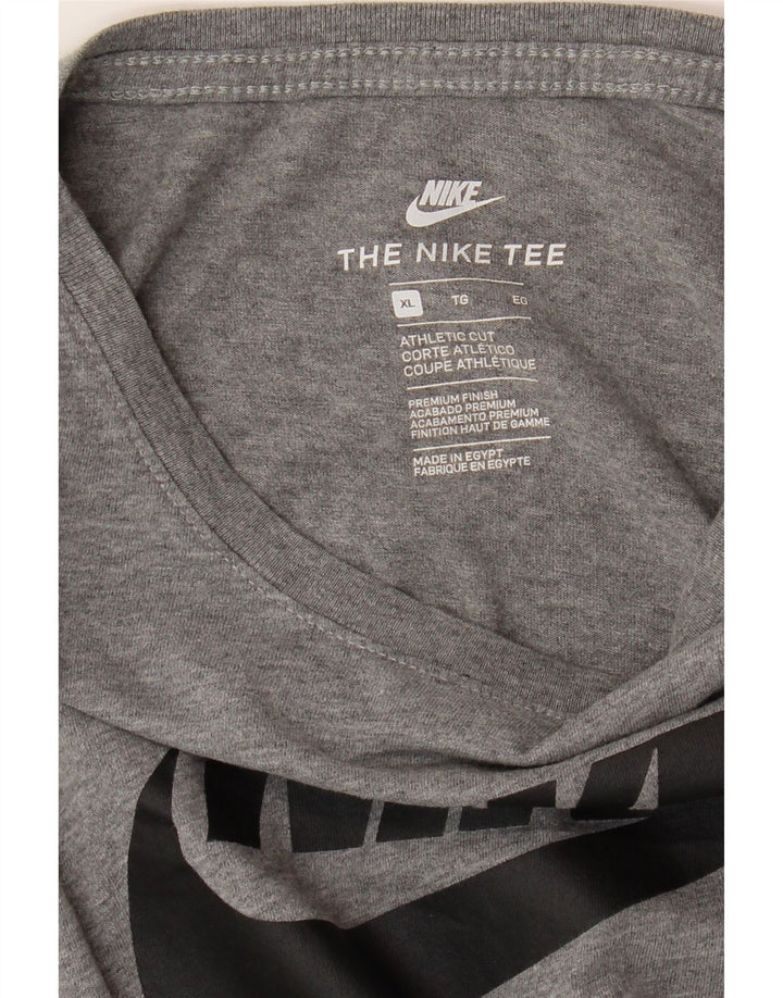 NIKE Top da uomo con taglio atletico grafico manica lunga XL grigio chiazzato
