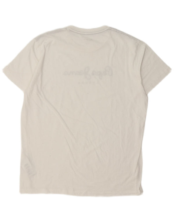 PEPE Jeans T-shirt grafica da uomo vestibilità regolare top grande in cotone bianco