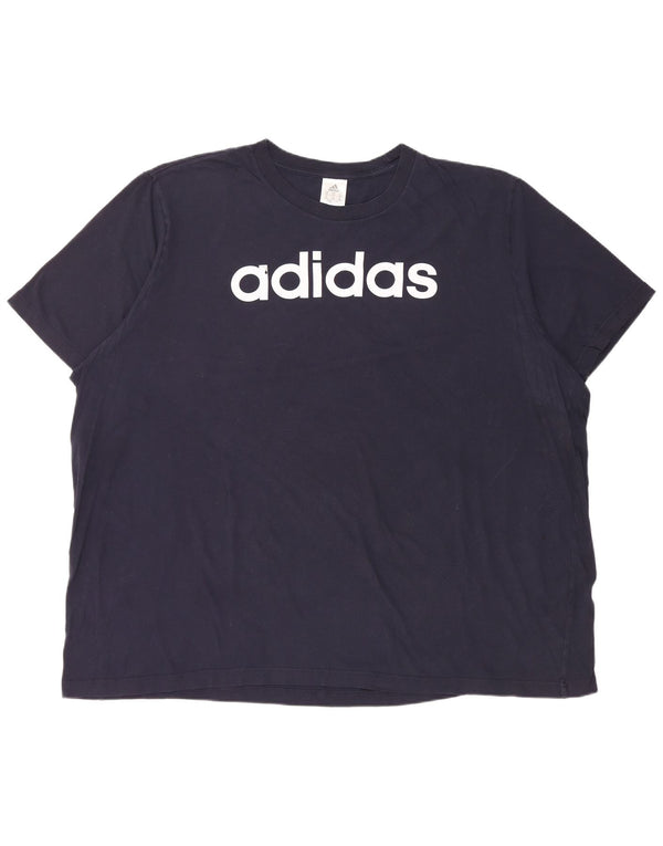 ADIDAS Mens Graphic T-Shirt Top 3XL Navy Blue Cotton