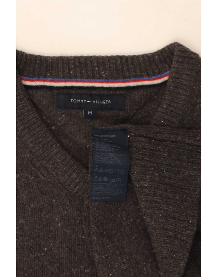 Maglione maglione con scollo a V da uomo Tommy Hilfiger Lana screziata grigio medio