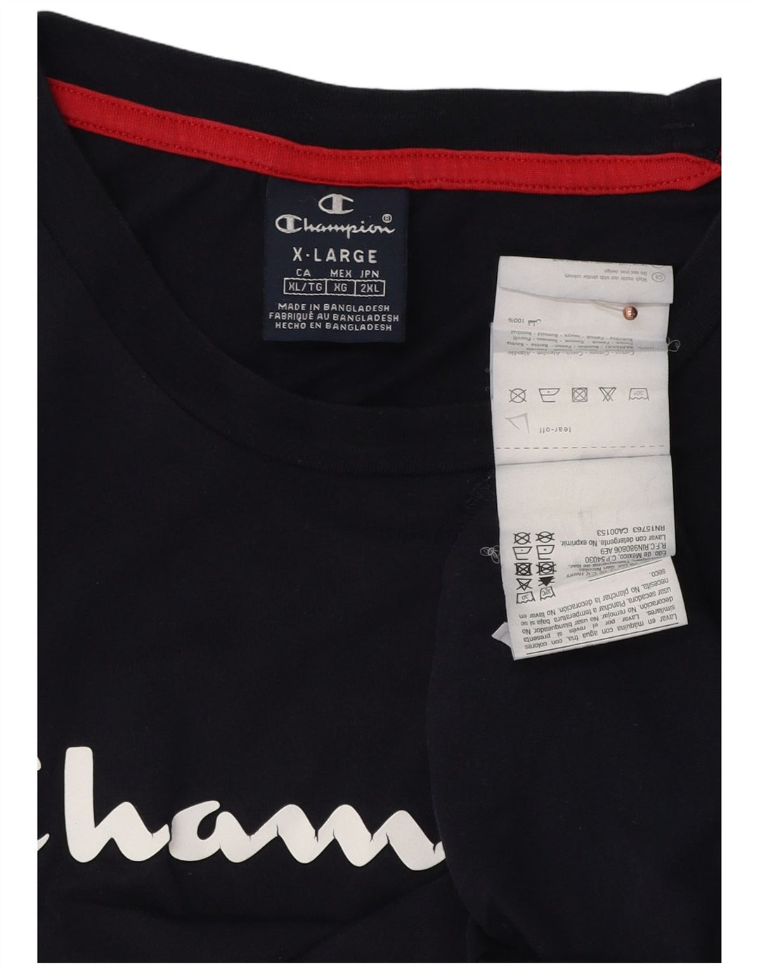 T-shirt grafica da uomo CHAMPION Top XL in cotone blu navy