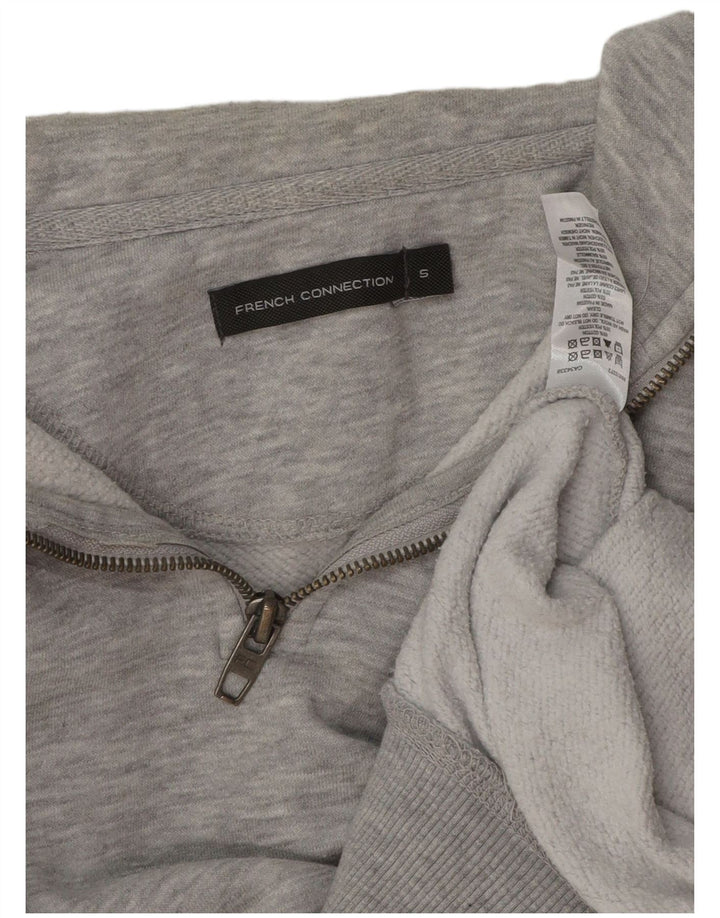 FRENCH CONNECTION Felpa da uomo con collo con zip, maglione piccolo grigio screziato