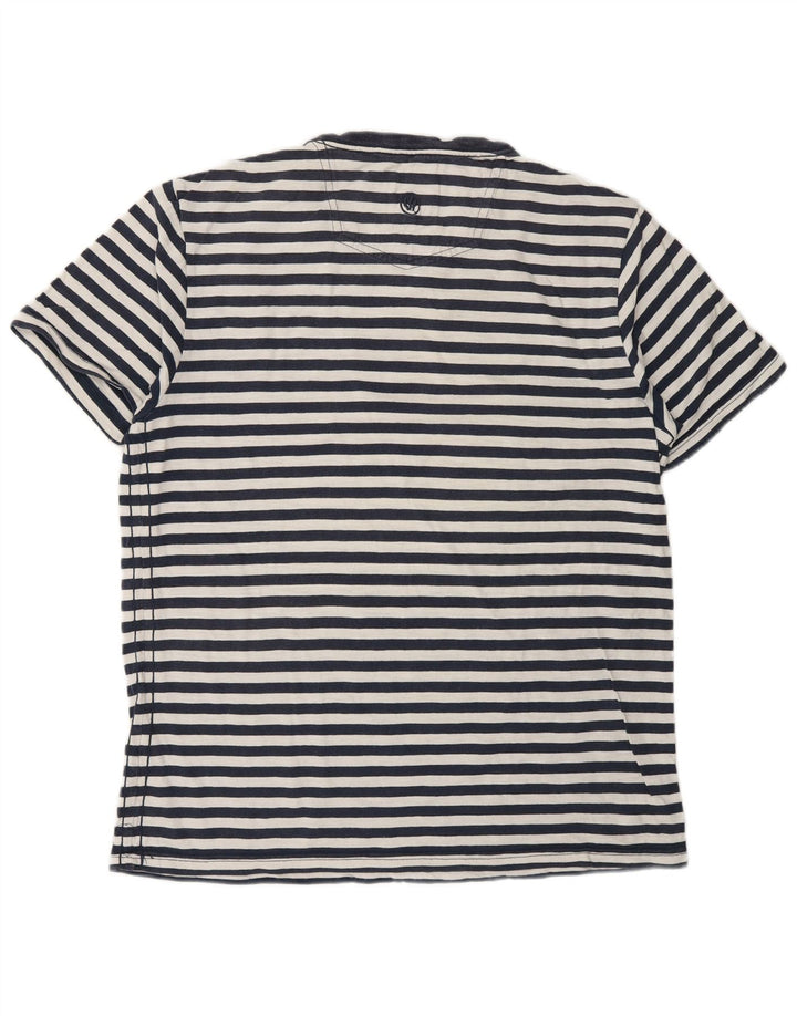 T-shirt da uomo Fat Face Top in cotone gessato medio blu navy