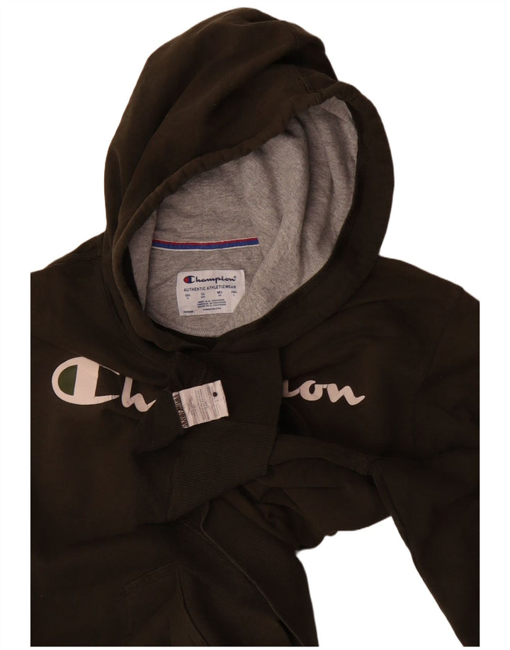 Felpa con cappuccio grafica da uomo Champion piccola in cotone kaki