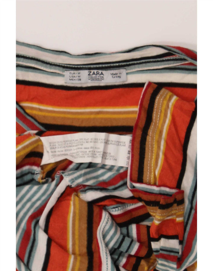 T-shirt Zara da donna Top UK 12 viscosa a righe multicolore media