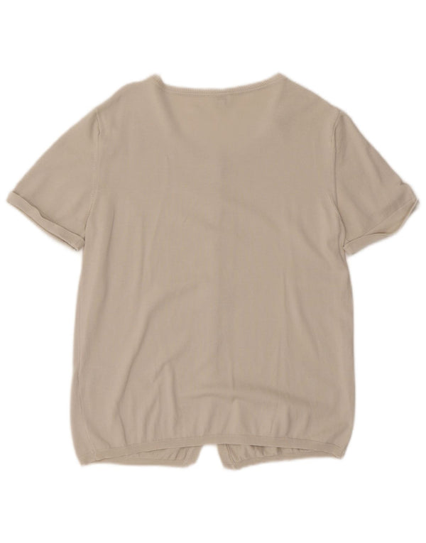 Calvin Klein Jeans Womens Short Sleeve Cardigan Sweater UK 12 Medium Beige