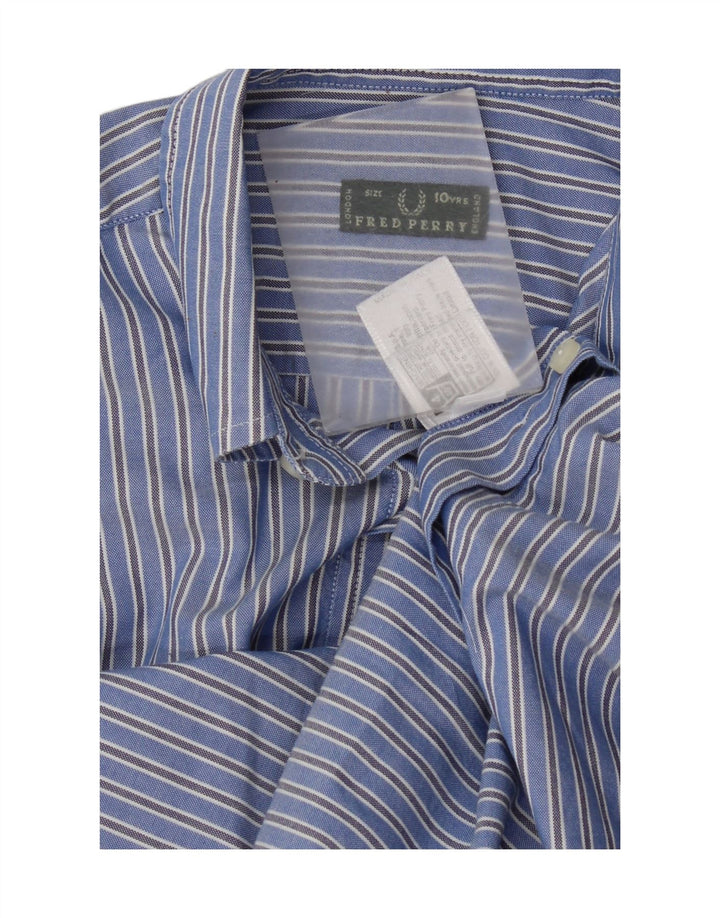 Camicia Fred Perry Ragazzo 9-10 Anni Cotone Gessato Blu