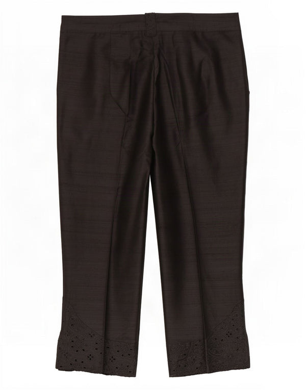 Pantaloni Capri vintage da uomo IT 40 piccoli W28 L21 seta nera
