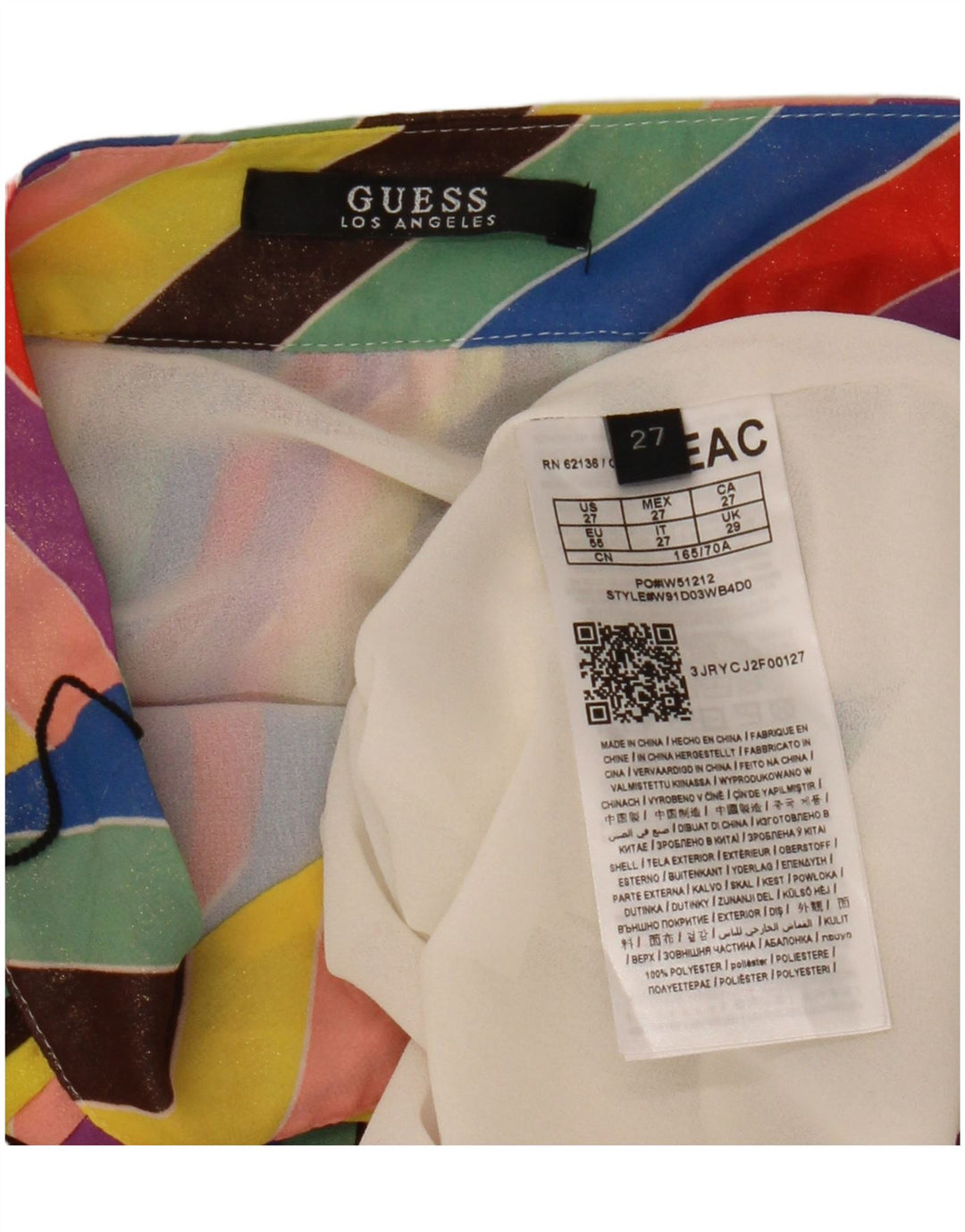 Gonna a pieghe GUESS da donna W27 piccola a righe multicolore