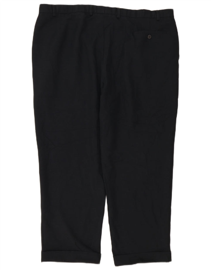 Pantaloni da abito con pegging da uomo Marks & Spencer W44 L29 poliestere blu navy