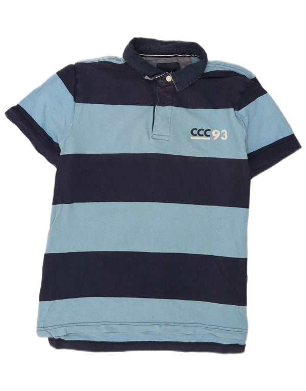 Crew Clothing Polo grafica da uomo in cotone a righe blu medio