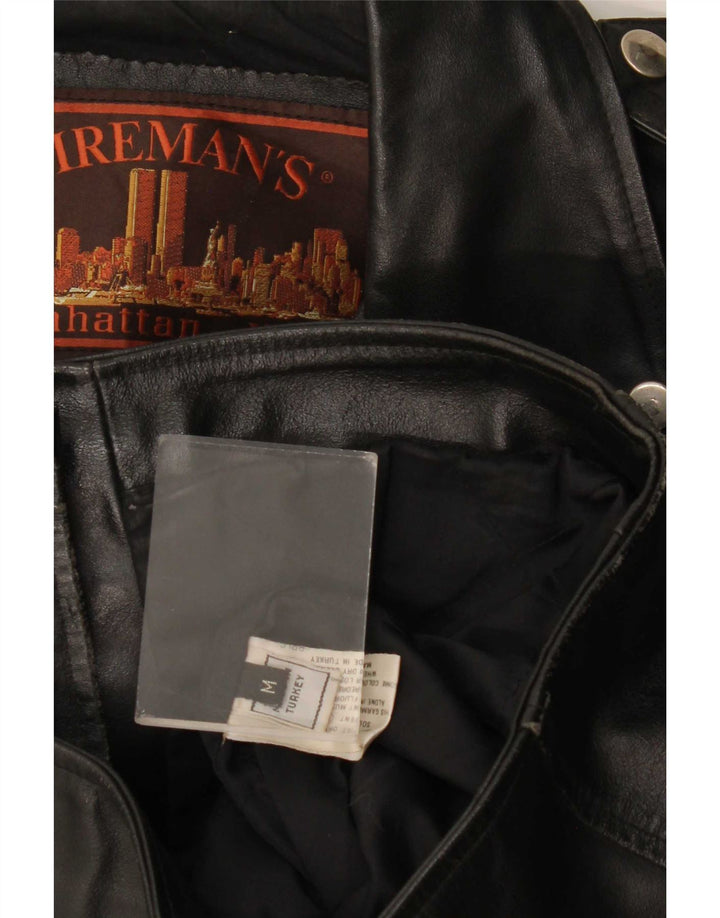 Giacca in pelle da uomo vintage UK 38 Media Nera