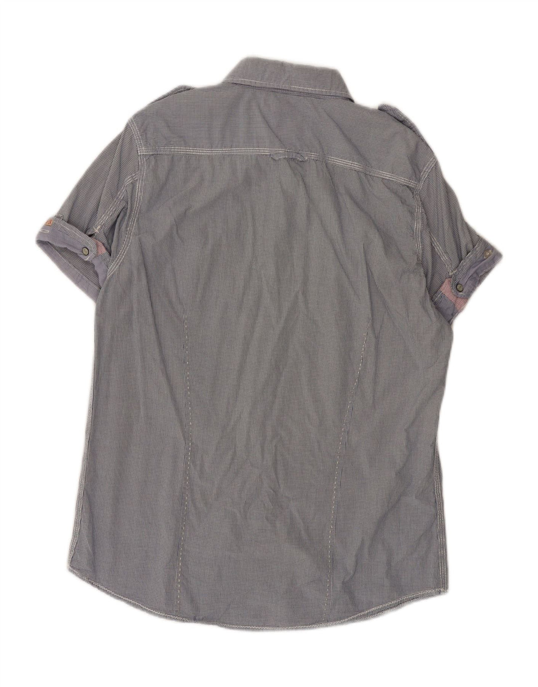 SCOTCH & SODA Camicia militare a maniche corte da uomo grande in cotone a quadretti blu