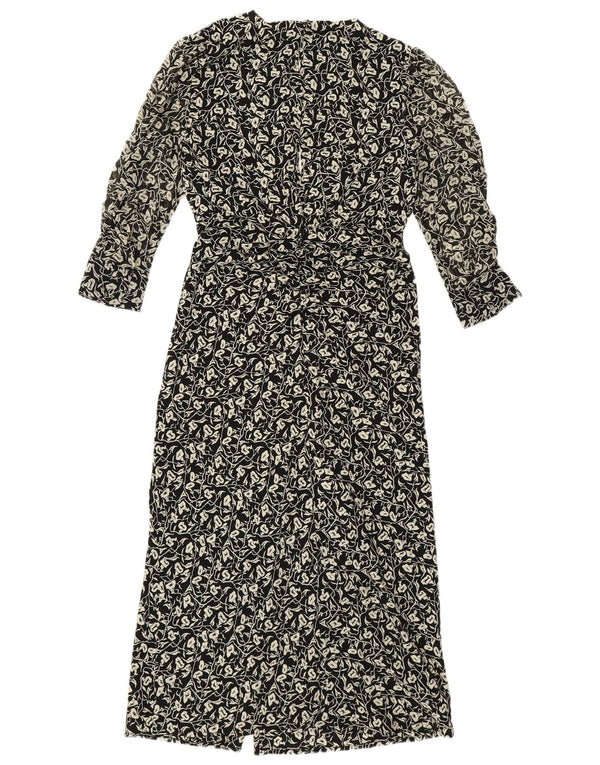 Topshop Abito lungo da donna Petite con maniche a 3/4 UK 4 XS Poliestere floreale nero