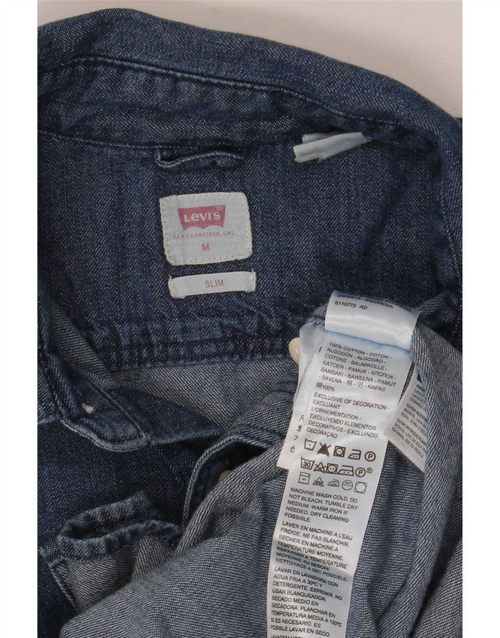 Camicia di jeans slim fit Levi's da uomo in cotone blu medio