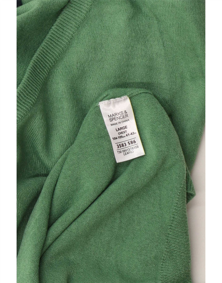 Maglione da uomo con scollo a V Marks & Spencer grande acrilico verde