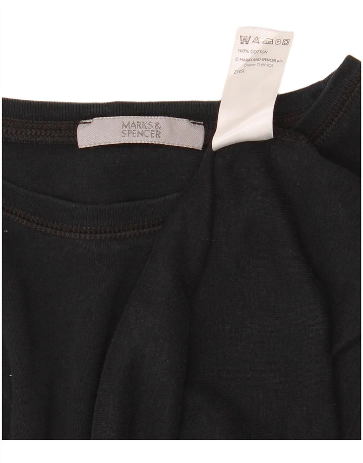 Marks & Spencer Top da donna a maniche lunghe UK 8 Small in cotone nero