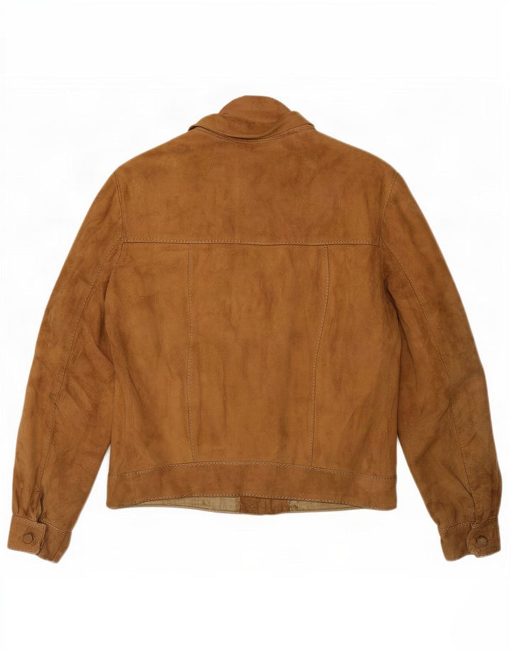 Giacca vintage in pelle scamosciata da donna UK 14 Marrone medio