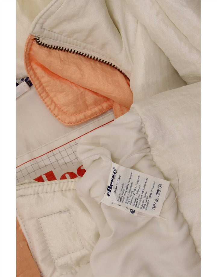 Giacca imbottita ampia da donna Ellesse IT 48 XL nylon bianco retrò