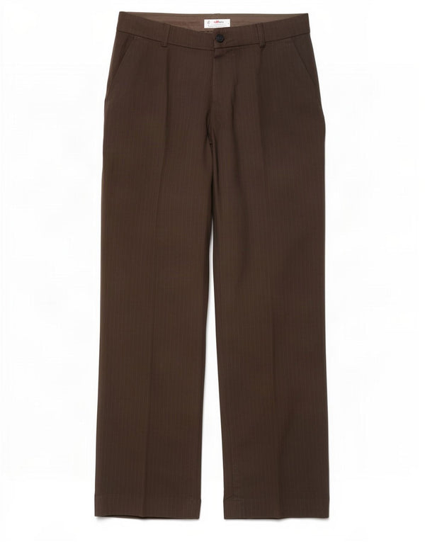 Pantaloni chino dritti da donna Jigsaw UK 8 piccoli W30 L30 gessato marrone