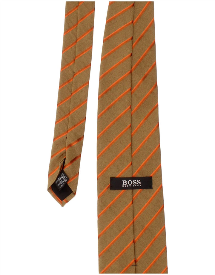 Cravatta da uomo Hugo Boss Taglia unica Classica in seta a righe beige