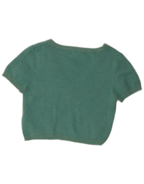 Topshop Cardigan corto da donna a maniche corte Topshop UK 12 Nylon verde medio