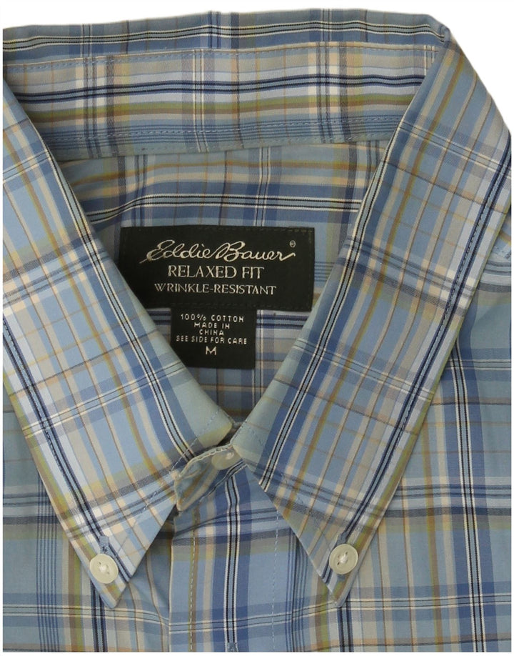 EDDIE BAUER Camicia da uomo a maniche corte vestibilità rilassata in cotone a quadri blu medio